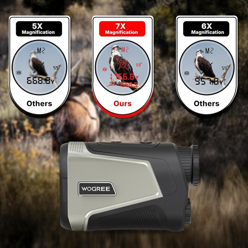 Worgree Hunting Rangefinder with Red OLED Display in Low Light, 7X Magnification 1800 Yards Laser Rangefinder, Magnetic, Waterproof, Lightweight, Angle Measurement/Scan/Lock Vibration - Image 4